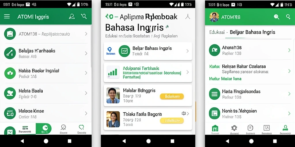Tampilan antarmuka aplikasi ATOM138 untuk belajar Bahasa Inggris.