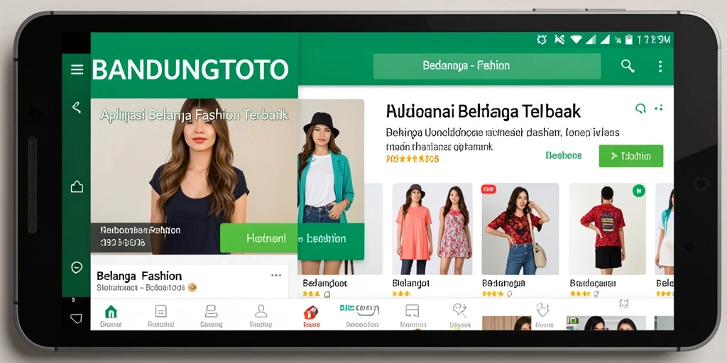 Antarmuka menarik dan fungsional dari aplikasi BANDUNGTOTO untuk belanja fashion.