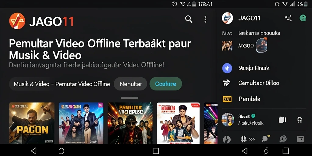 Tampilan antarmuka JAGO11 yang memudahkan navigasi pemutar video offline.