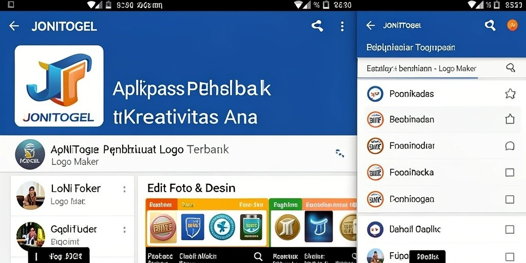 Tampilan antarmuka pengguna aplikasi JONITOGEL untuk pembuatan logo.