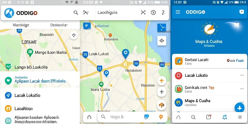 Antarmuka ODDIGO yang menunjukkan peta dan lokasi terkini.