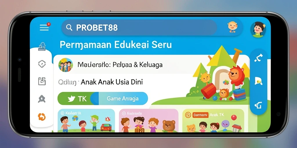 Tampilan ceria dan edukatif dari aplikasi PROBET88.